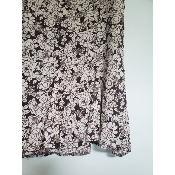 Danny & Nicole Womens 14 Sheath Dress Brown Floral Knee Length Sleeveless Ruffle - Picture 3 of 5